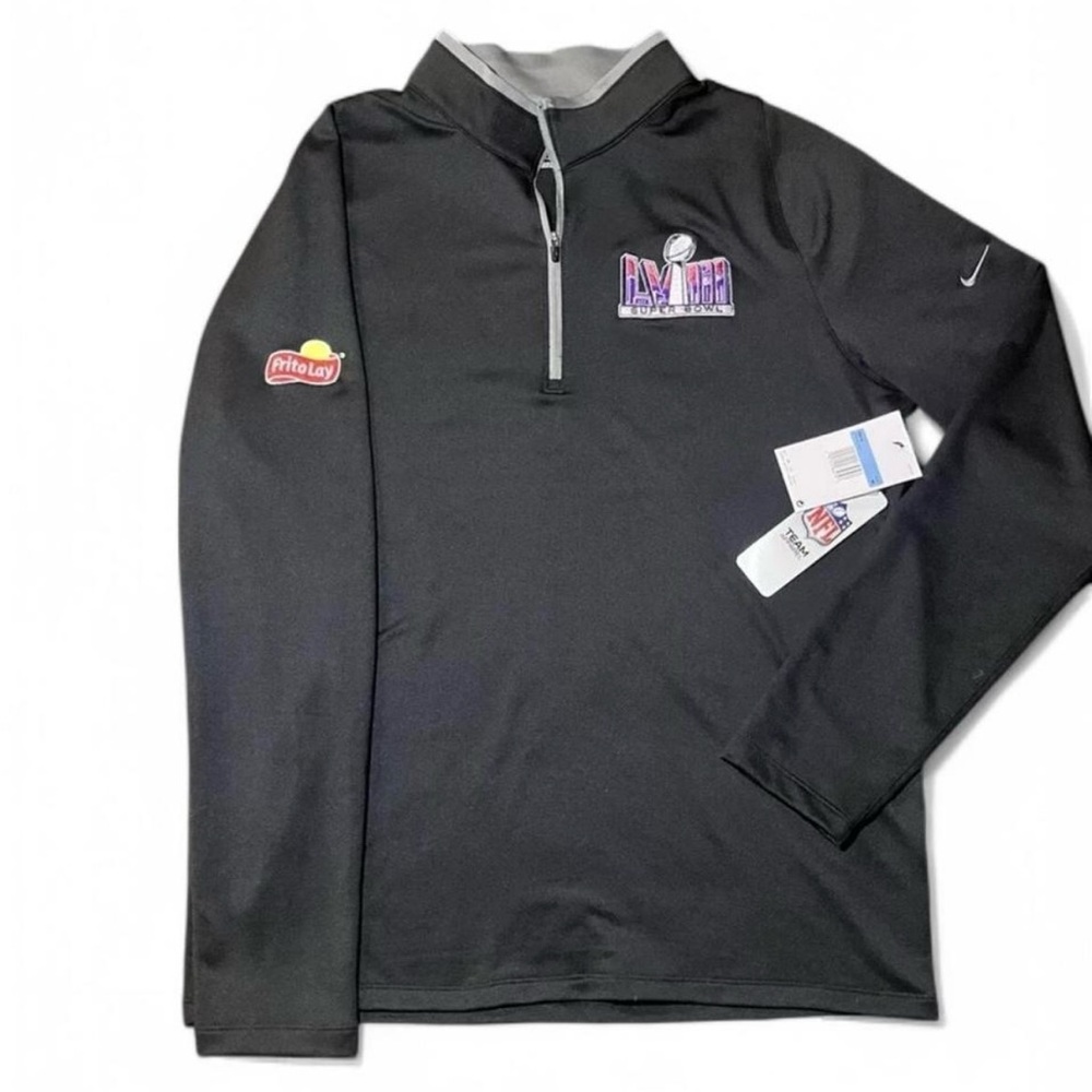 Nike Super Bowl Dri-Fit NFL quarter zip pullover in black and grey medium M